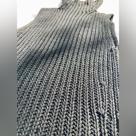 Vintage 90s J. CREW Cable Knit Black Turtleneck Sleeveless Sweater Blouse Small - Picture 9 of 15